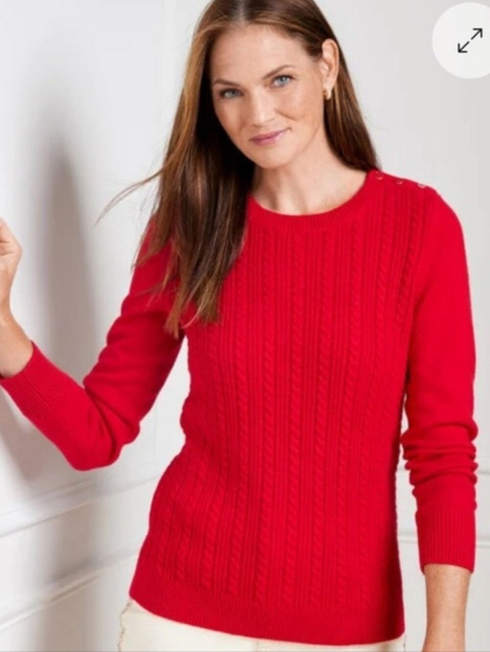 NEW Talbots Red Cable Crewneck Sweater M